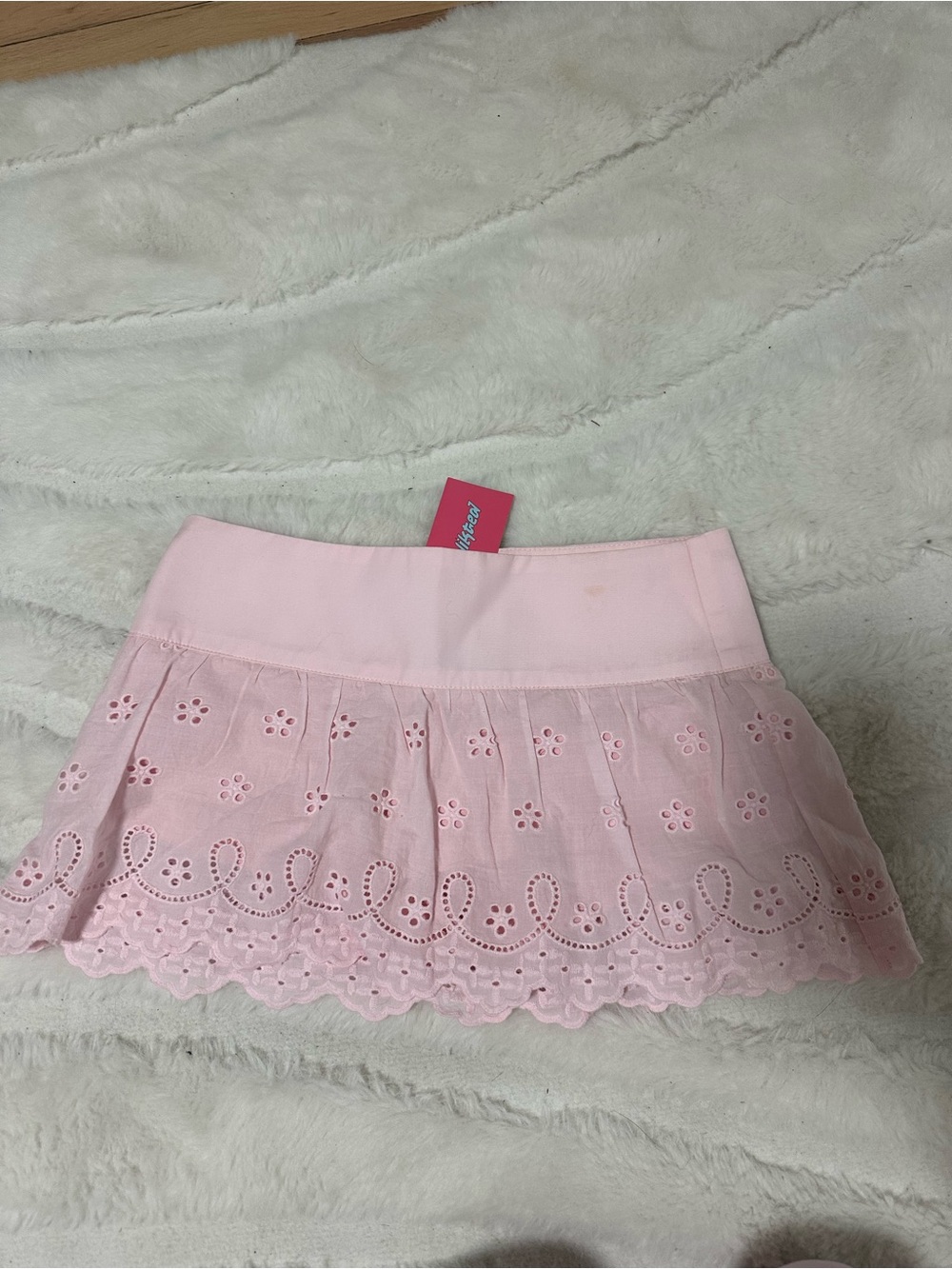 Edikted Light Pink Eyelet Lace Mini Skirt